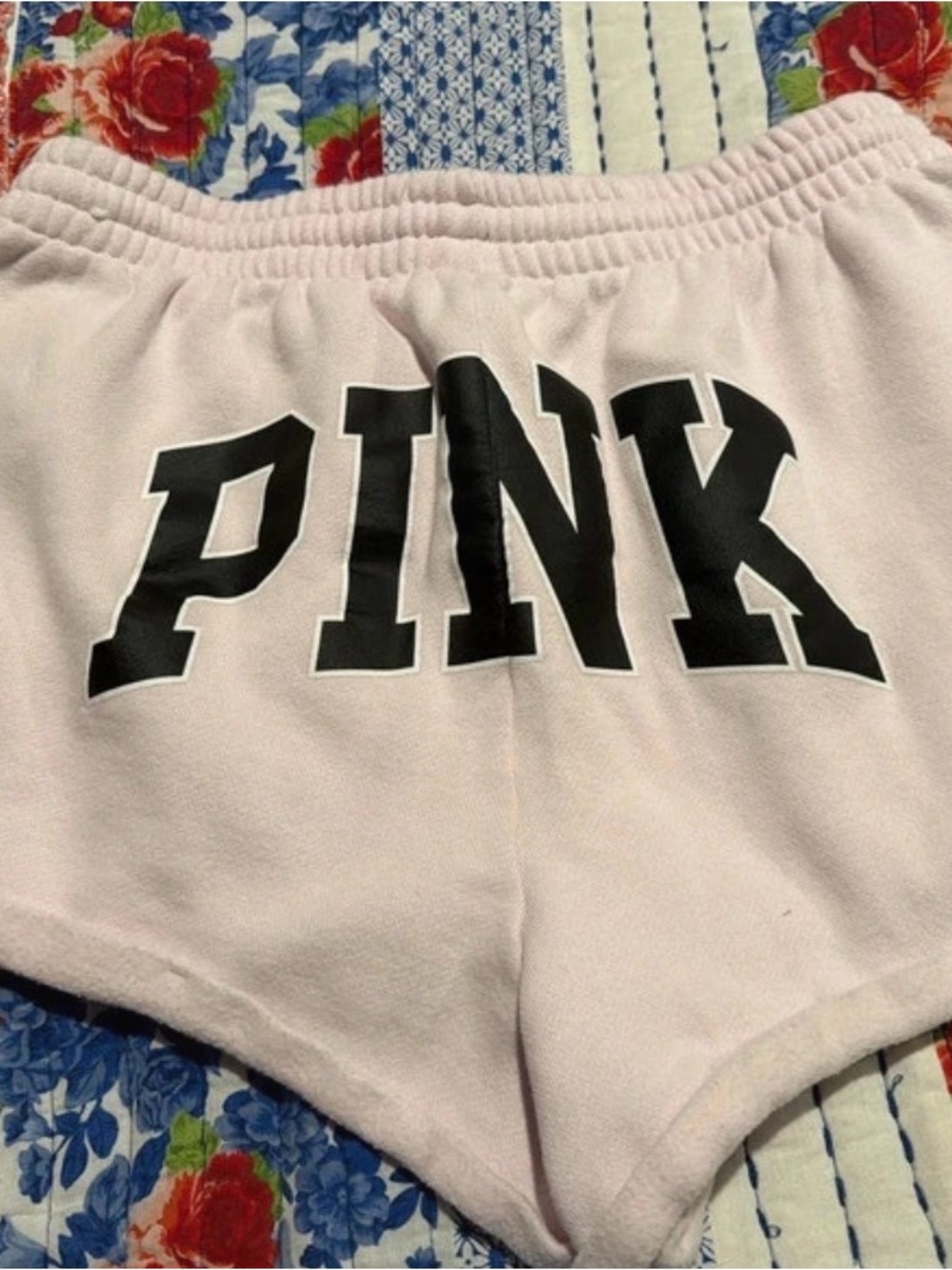 PINK Victoria's Secret Light Pink Athletic Shorts with Black Logo